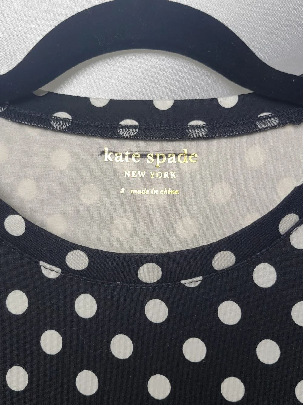Kate Spade New York Polka Dot Fit & Flare Dress Bell Sleeve Black White S